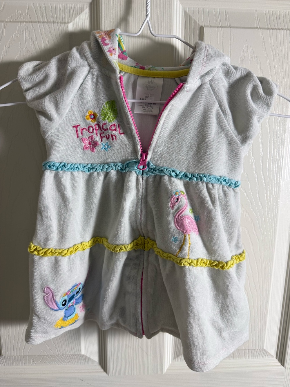 The Disney Baby Stitch Tropical Hooded Sleeveless Full Zip Terry Jacket